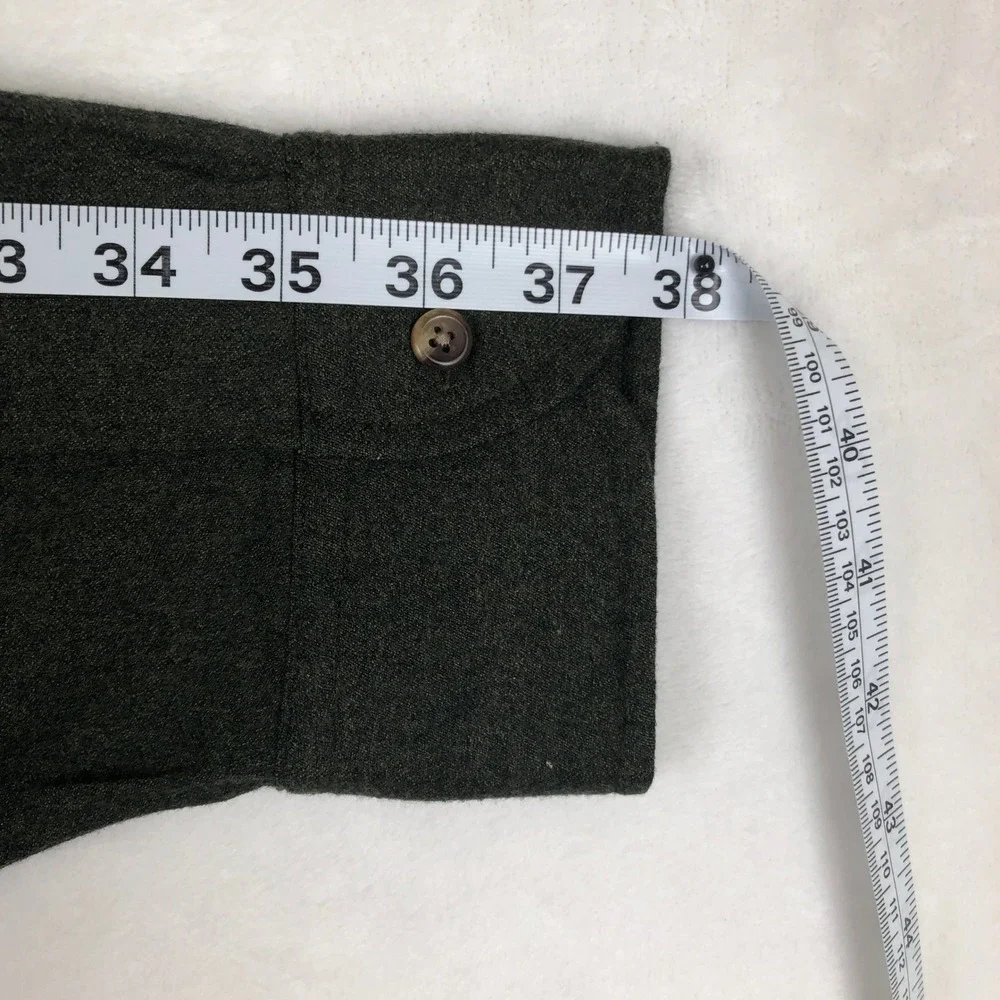 PROPER CLOTH 100% Wool Flannel Shirt 20/37.5 Forest Green Melange Button Luxury